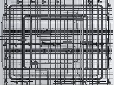 Modern Architectural Ceiling With Structured Metal Framework And Grid Pattern Design 3d model