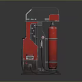 Red Industrial Device With Dual Cylindrical Components And Black Top Control Panel 3d model