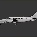 Small White Airplane With Twin Propellers And Windows Parked On Grey Background With Reflection 3d model
