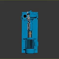 Blue Industrial Mechanical Pump System With Motor And Pipe Components On Stable Base 3d model