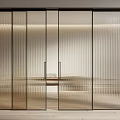 Modern Sleek Interior Sliding Doors With Ribbed Glass And Black Frame