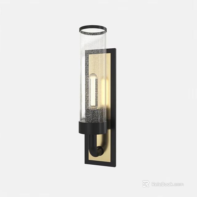 Modern Minimalist Wall Light With Transparent Glass Shade And Black Metal Frame For Home Interior 3d model 