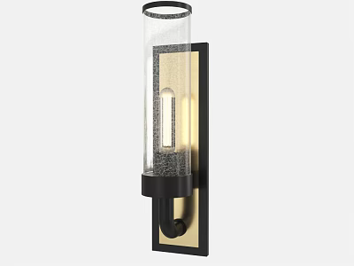 Modern Minimalist Wall Light With Transparent Glass Shade And Black Metal Frame For Home Interior 3d model