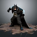 Batman 3D Model Character In Standing Pose With Cape On Cracked Ground 3d model