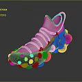 Stylish Modern Sneakers With Pink Mesh Upper White Laces And Thick Black Sole