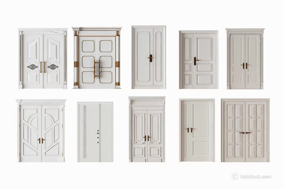 Various White Double Doors Styles For Home Interior Design Options 3d model