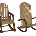 Two Stylish Wooden Leisure Rocking Chairs With Woven Seats And Curved Frames