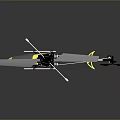 Yellow Model Helicopter With Main Rotor Tail Rotor And Landing Skids