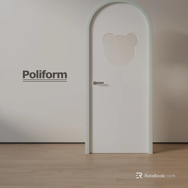 Poliform Modern White Interior Swing Door With Bear Shape Cutout Design 3d model