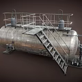 Industrial Metal Storage Tank With Staircase Platform Pipes And Valves