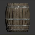 Vintage Wooden Barrel With Metal Hoops And Natural Wood Grain