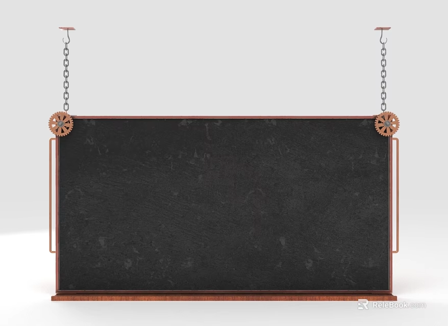 Hanging Blackboard with Decorative Frame and Chains for Home or Shop 3d model 