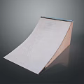 Wooden Skateboard Ramp For Home Use With Blue Edge And Scratched Surface
