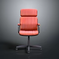 Orange Office Chair With Striped Leather Upholstery Armrests And Swivel Base