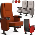 Modern Theater Seats With Orange Gray And Red Upholstery And Armrests