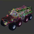 Military Green Off Road Vehicle With Six Wheels And Armored Body