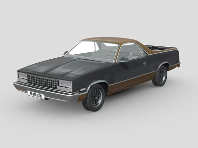Classic Black and Brown Pickup Truck with Convertible Top and Vintage Design 3d model