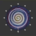 Decorative Umbrella With Colorful Spiral Cosmic Pattern And White Bead Decorations