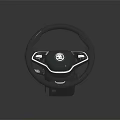 Modern Car Steering Wheel Interior With Leather Cover And Control Buttons