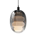 Modern Oval Shaped Pendant Lights With Transparent Glass Layered Design And Multiple Glowing Tones