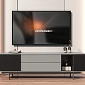 Modern Living Room Interior TV Stand With Black Gray Design Metal Legs Storage Entertainment Setup