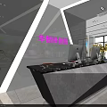 Modern Sales Office Interior With Bright Space Stylish Reception Desk Green Plants And Map Wall