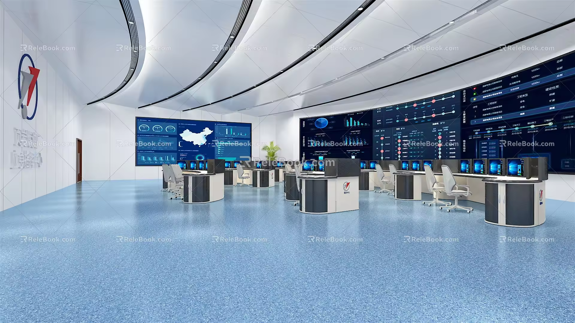 Modern Control Room Command Center 3d model