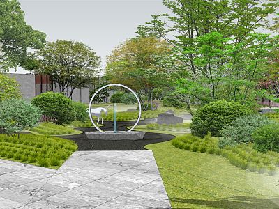 Modern courtyard landscape Zen landscape model