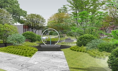 Modern courtyard landscape Zen landscape 3d model