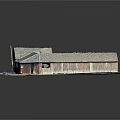 Two Connected Barns With Sloped Roofs Red White Walls And Wooden Structure