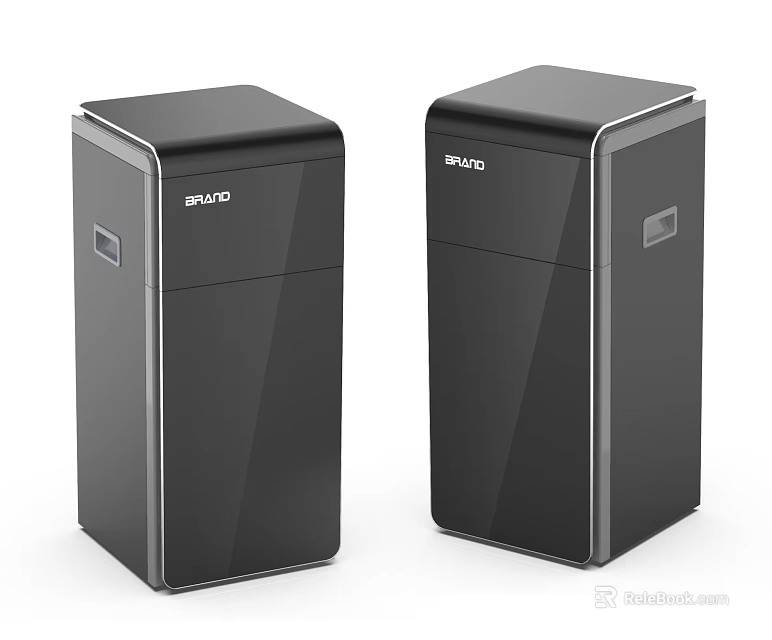 RUVO Two Black Upright Freezers Featuring Modern Sleek Design And Smooth Surface 3d model 