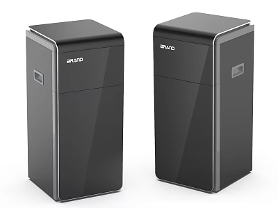 RUVO Two Black Upright Freezers Featuring Modern Sleek Design And Smooth Surface 3d model