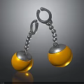 Elegant Silver Hook Earrings Design With Beaded Chain And Yellow Pearl Balls