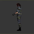 Game Movie Female Character Wearing Tactical Blue Top Green Vest Cargo Pants And Black Gloves