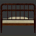 Elegant Single Bed With Red Plaid Bedspread Metal Frame And White Pillow
