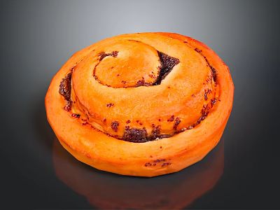 Golden Brown Swirl Bread With Rich Cinnamon Filling And Shiny Surface 3d model