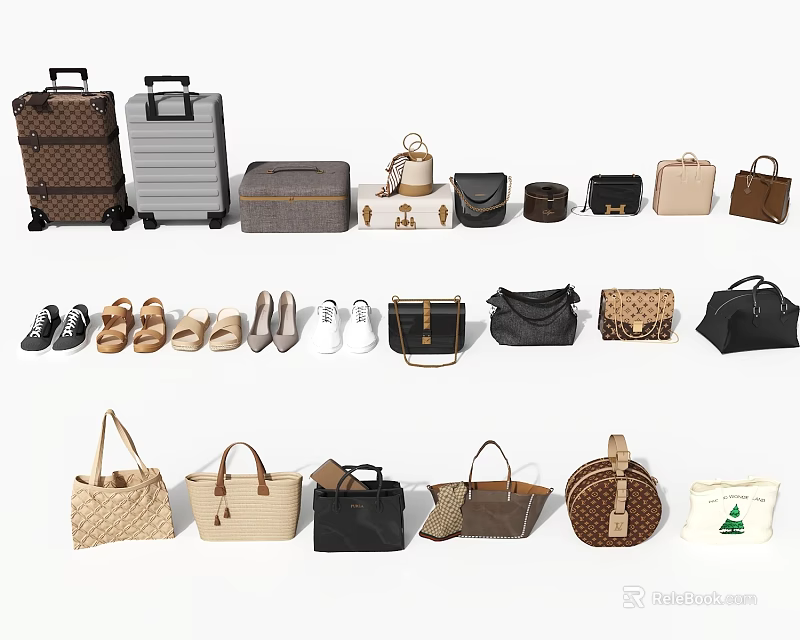 Assorted Suitcases Handbags And Wallets Collection With Leather Woven And Classic Designs 3d model 