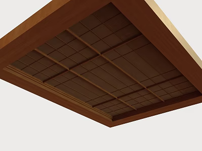 Natural Wooden Grid Pattern Ceiling Design for Modern Home Interiors 3d model