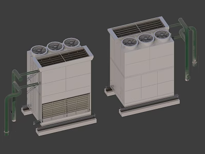 Industrial Equipment With Dual Units Top Mounted Fans And Connecting Pipes 3d model