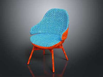 Stylish Modern Leisure Chair With Blue Woven Seat And Orange Frame 3d model