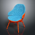 Stylish Modern Leisure Chair With Blue Woven Seat And Orange Frame