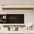 Modern Dining Living Room Interior With Round Table Chairs Wine Cabinet And Pendant Light