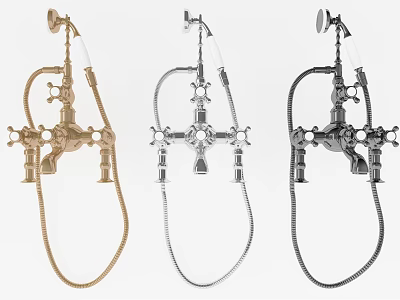 Modern Shower Faucet Design Featuring Gold Silver Black Color Styles 3d model