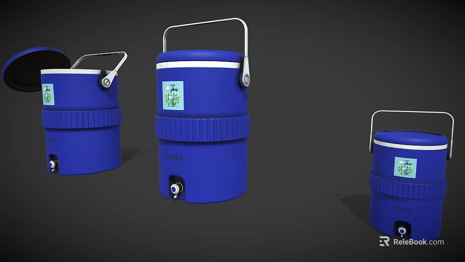 Blue Industrial Drums With Handles And Spigot For Industrial Liquid Storage 3d model 