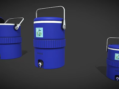 Blue Industrial Drums With Handles And Spigot For Industrial Liquid Storage 3d model