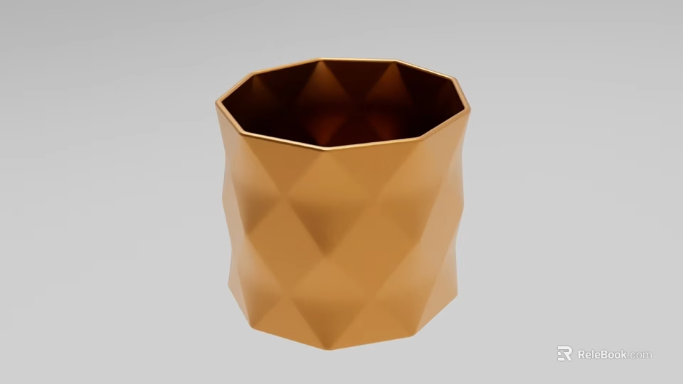Golden Octagonal Decorative Ornament Set With Diamond Pattern For Home Decor 3d model 