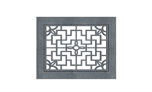 New Chinese-style openwork window building components 3d model