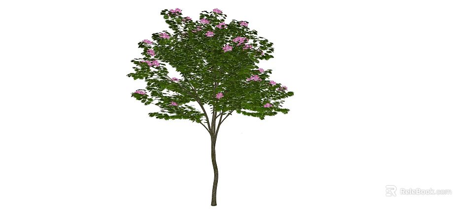 Beautiful Arbor With Green Leaves And Pink Flowers In Full Bloom 3d model 