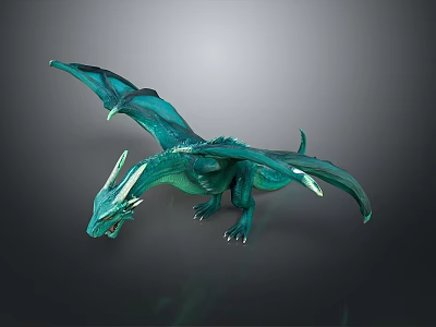 Mythical Green Dragon Fantasy Character With Streamlined Body Sharp Claws And Wings 3d model