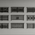 Various Black Decorative Railings With Intricate Patterns And Different Designs Displayed 3d model